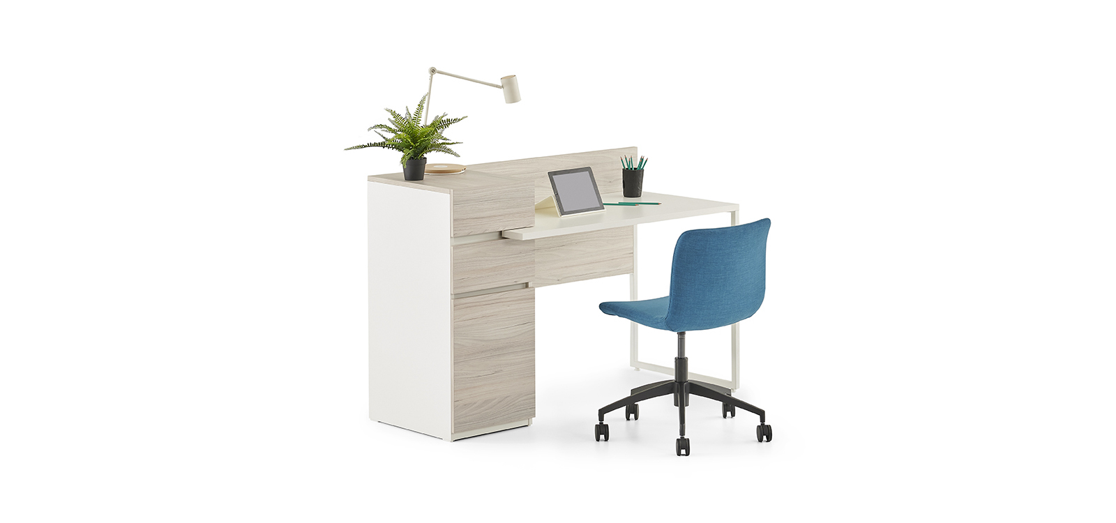 Mila Single Home Office Desk With Cabinet