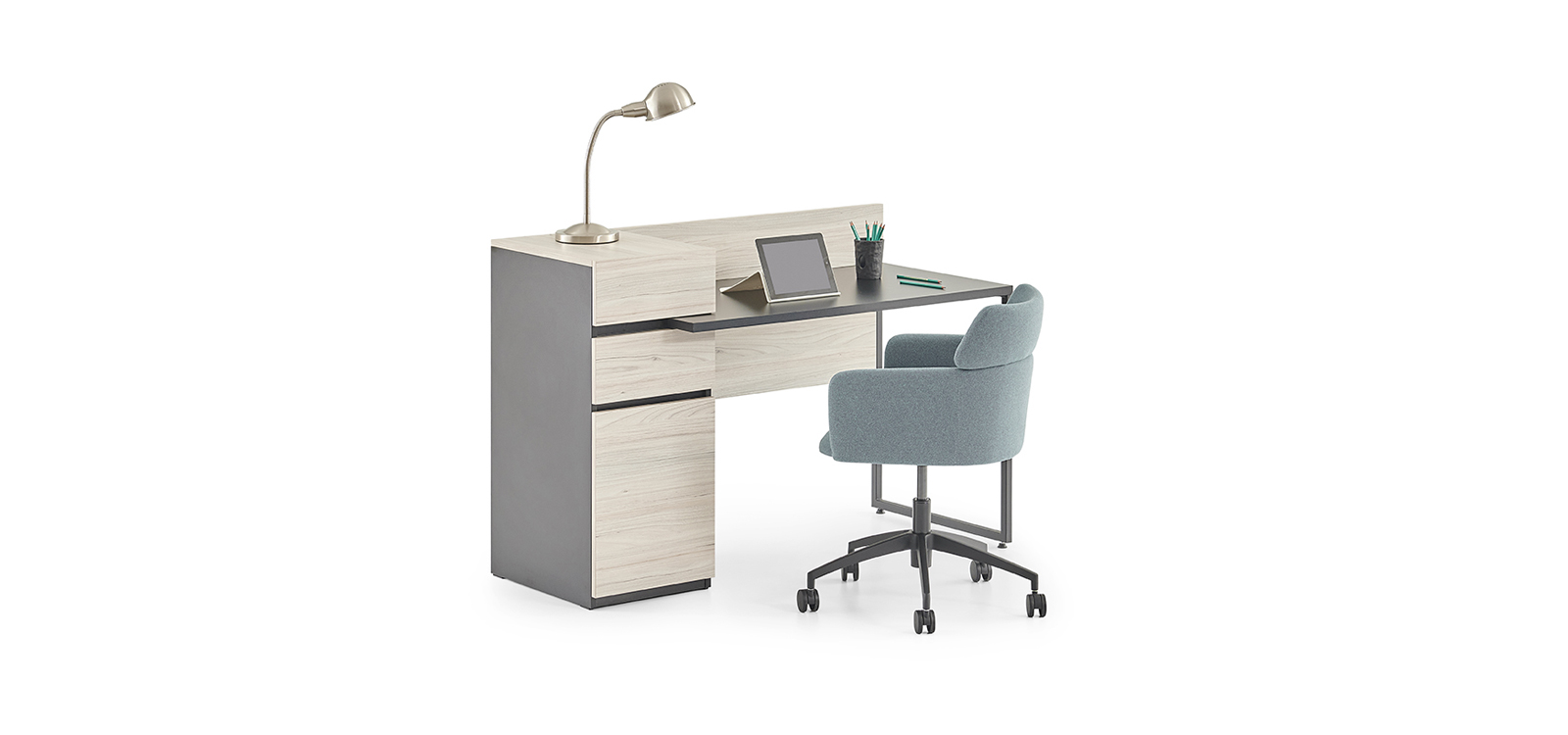 Mila Single Home Office Desk With Cabinet