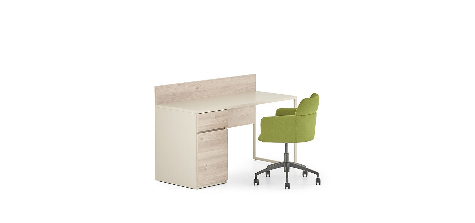 Mila Single Home Office Desk with Caisson