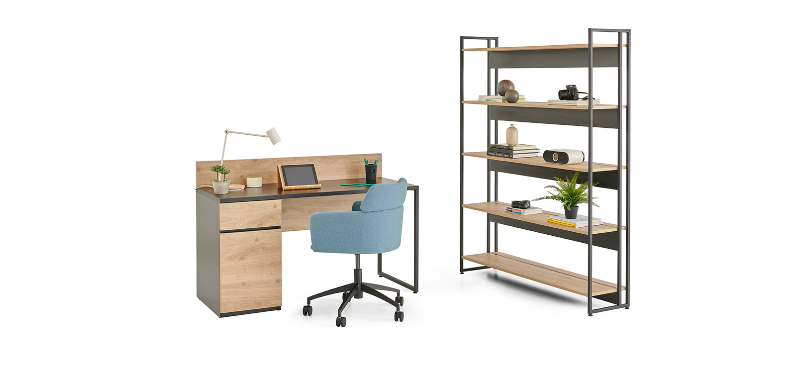 Mila Single Home Office Desk with Caisson