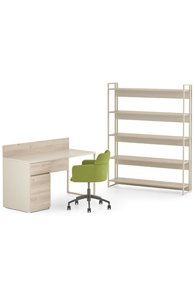 Mila Single Home Office Desk with Caisson