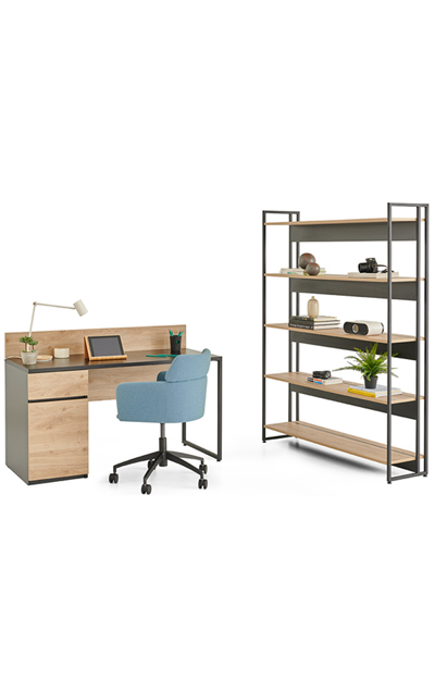 Mila Single Home Office Desk with Caisson